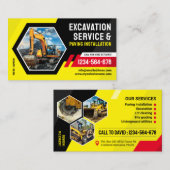 Carte De Visite Excavation, pavage, paillis, défrichage (Devant / Derrière)