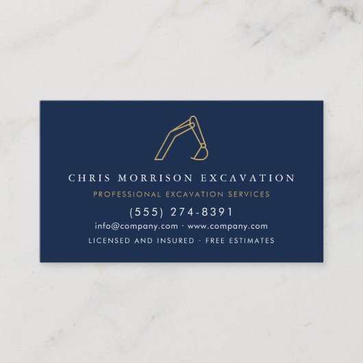 Carte De Visite Excavator Construction Contractor QR Code (Devant)