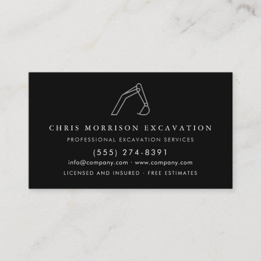 Carte De Visite Excavator Construction Operator QR Code (Devant)