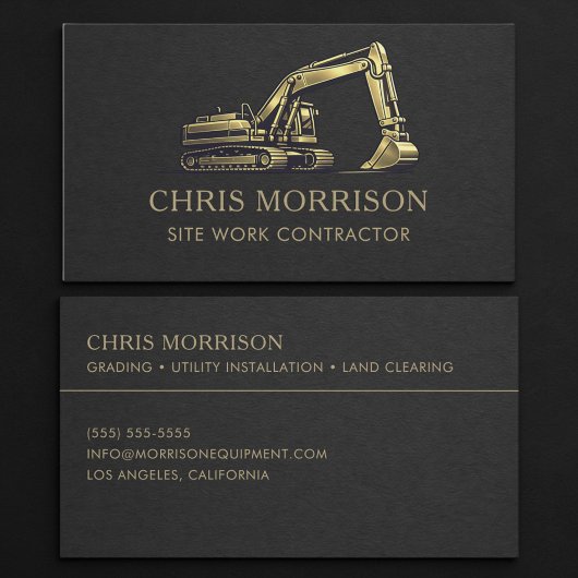 Carte De Visite Excavator Site Work Contractor Professional