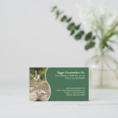 Carte De Visite Excavatrice jaune avec le panneau vert (Debout devant)