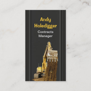 Carte De Visite Excavatrice jaune déchargeant le sol