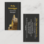 Carte De Visite Excavatrice jaune déchargeant le sol (Devant / Derrière)