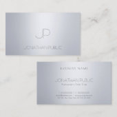 Carte De Visite Excellent moderne Silver Look Monogramme Top Modèl (Devant / Derrière)