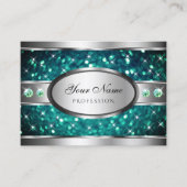 Carte De Visite Excellente Parties scintillant Turquoise Argent Rh (Devant)