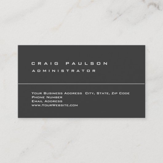 Carte De Visite Exclusif Gris Propre Simple Design Simple (Devant)