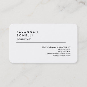 Carte De Visite Exclusif moderne blanc clair tendance minimaliste