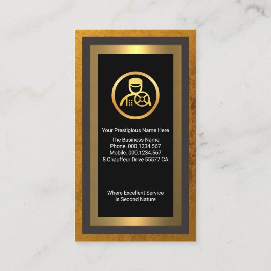 Carte De Visite Exclusive Gold Chauffeur's Frame Driver (Dos)