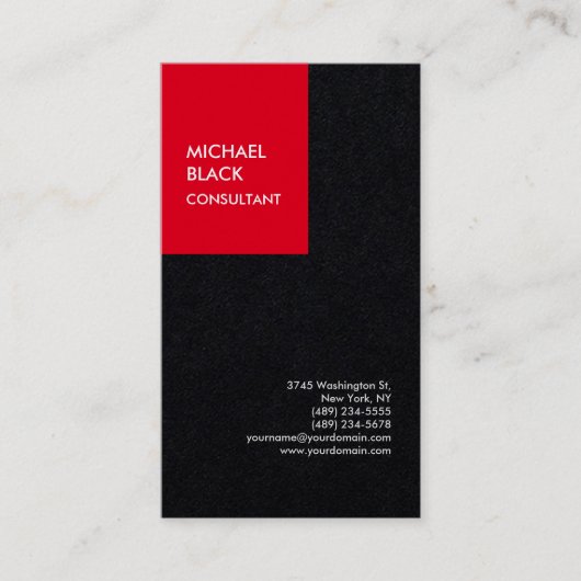 Carte De Visite Exclusive Red Black Unique Modern Minimalist Plain (Devant)