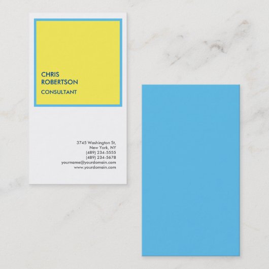 Carte De Visite Exclusive Spécial Bleu Jaune Blanc (Devant / Derrière)