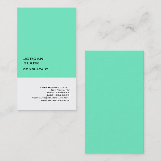 Carte De Visite Exclusive Special Green Blue Blanc Unique Moderne (Devant / Derrière)