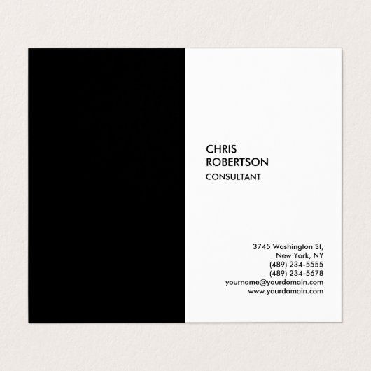 Carte De Visite Exclusive Spéciale Noir Blanc Moderne Unique (Extérieur déplié)