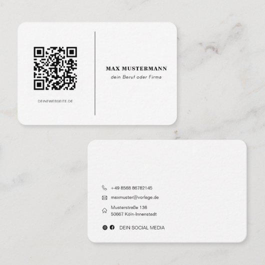 Carte De Visite Exécuter QR Code Visitenkarte Online Gestalten (Devant / Derrière)