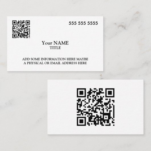 Carte De Visite Exécutif de code QR personnalisé (Devant / Derrière)