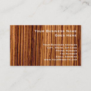 Carte De Visite Exécutif de fibre de bois de Zebrawood de Faux