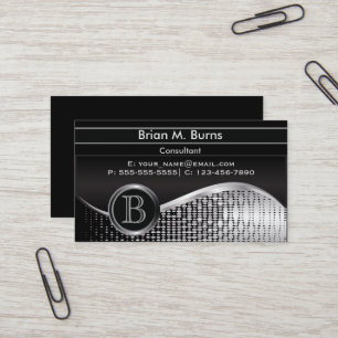 Carte De Visite Executive Black et Silver   Monogramme