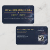 Carte de visite Executive Bleue et Or Premium (Devant / Derrière)
