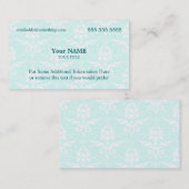 Carte De Visite Executive Blue et White Damask (Devant / Derrière)