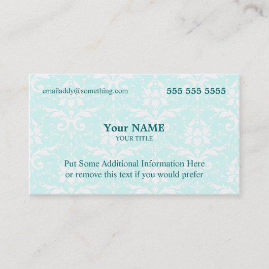 Carte De Visite Executive Blue et White Damask (Devant)