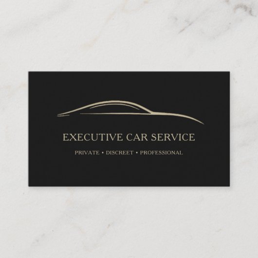 Carte De Visite Executive Car Service QR Code Black & Gold (Devant)