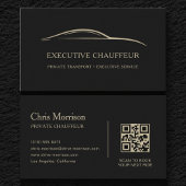 Carte De Visite Executive Chauffeur QR Code Black & Gold