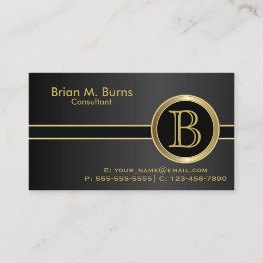 Carte De Visite Executive Classic Noir Monogramme (Devant)