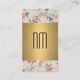 Carte De Visite Executive Gold Floral Patch Series avec Monogramme