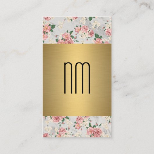 Carte De Visite Executive Gold Floral Patch Series avec Monogramme (Devant)