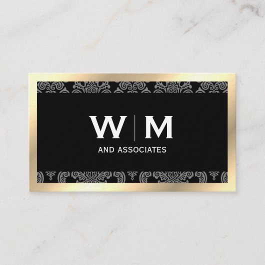 Carte De Visite Executive Monogramme Gold Bordure Damas (Devant)