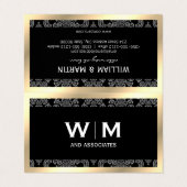 Carte De Visite Executive Monogramme Gold Bordure Damas (Extérieur déplié)