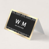 Carte De Visite Executive Monogramme Gold Bordure Damas (Devant)