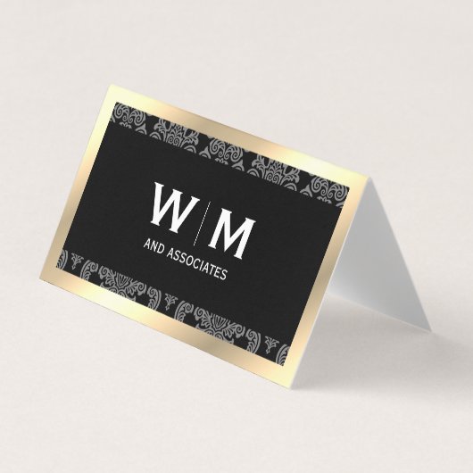 Carte De Visite Executive Monogramme Gold Bordure Damas (Devant)