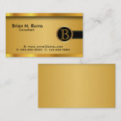 Carte De Visite Executive Or Noir | Monogramme DIY (Devant / Derrière)