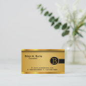 Carte De Visite Executive Or Noir | Monogramme DIY (Debout devant)