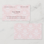 Carte De Visite Executive Pink et White Damask (Devant / Derrière)