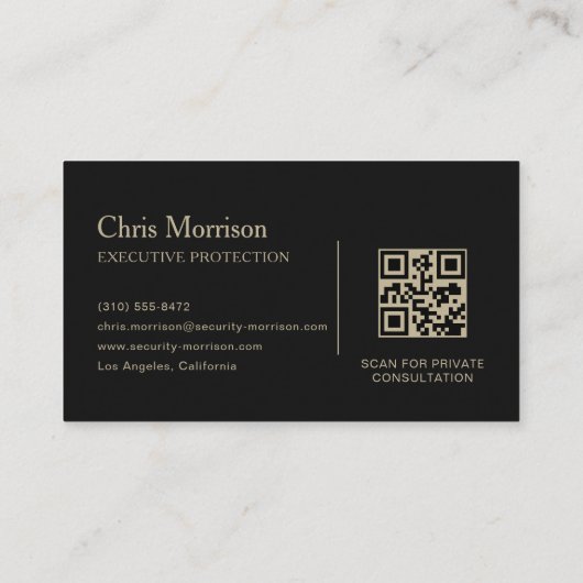 Carte De Visite Executive Protection QR Code Black & Gold (Dos)