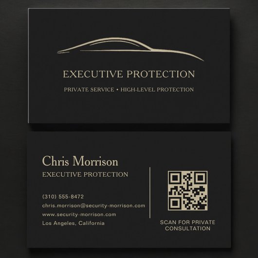 Carte De Visite Executive Protection QR Code Black & Gold