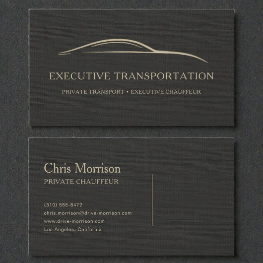 Carte De Visite Executive Transport Luxury Linen Black & Gold