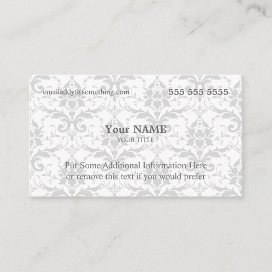 Carte De Visite Executive White et Grey Damask (Devant)