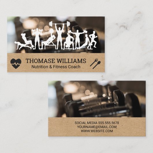 Carte De Visite Exercices dans la salle de gym | Exercice de remis (Devant / Derrière)