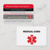 Carte De Visite Exonération de masque Médicale (Devant / Derrière)