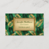 Carte De Visite Exotic Green & Gold Safari Jungle Leaf Design (Devant)