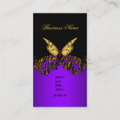Carte De Visite Exotique violet or noir papillon élégant classe (Dos)