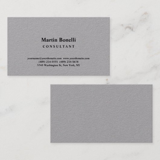 Carte De Visite Expert-conseil élégant en gris de qualité supérieu (Devant / Derrière)