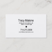 Carte De Visite Expert en matière de tapisserie d'ameublement, (Dos)