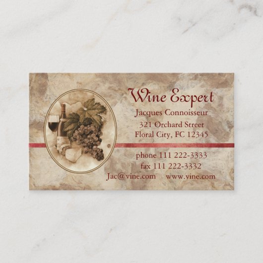 Carte De Visite Expert en matière de vin (Devant)
