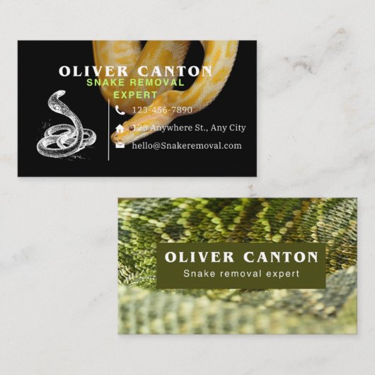 Carte De Visite Expert en suppression de serpent (Devant / Derrière)