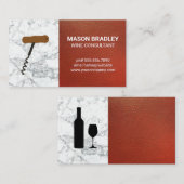 Carte De Visite Expert Vin | Marbre en cuir rouge (Devant / Derrière)