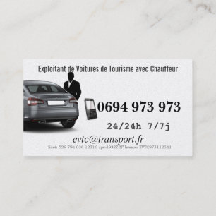 Carte De Visite Exploitant de Voitures de Transport avec Chauffeur