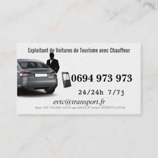 Carte De Visite Exploitant de Voitures de Transport avec Chauffeur
